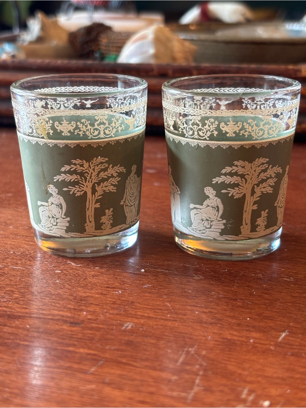 Jeanette Glass Hellenic Green shot glasses set of 2